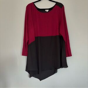 Red and Black Mesh Asymmetrical Top size 22/24